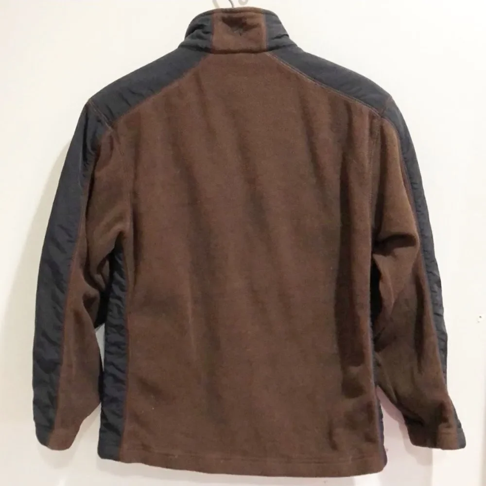IZOD Boys Brown Black Full Zip Fleece Jacket Youth —Size 10/12